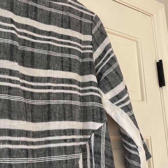Habitat Clothes to Live In 100% Linen Black White Striped Handkerchief Hem Tunic - Picture 12 of 13